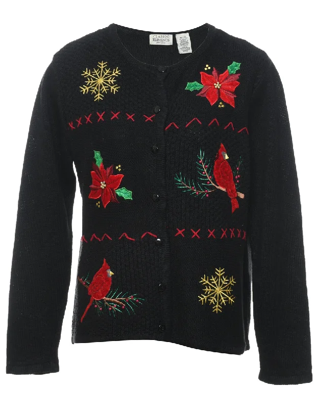 Floral Christmas Cardigan - M