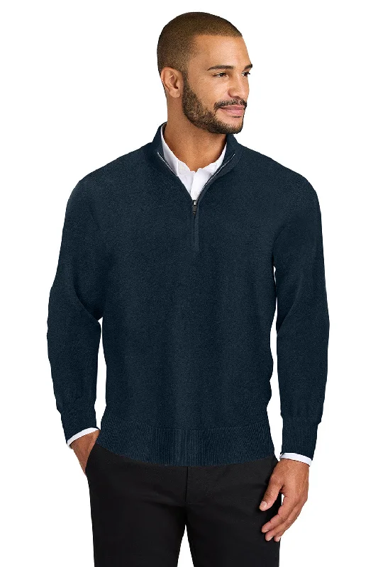 Port Authority Mens Easy Care Long Sleeve 1/4 Zip Sweater - River Navy Blue - New