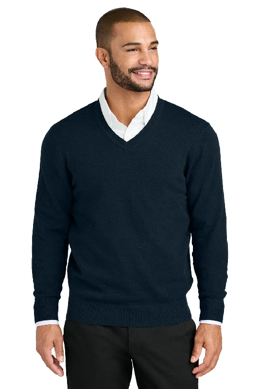 Port Authority Mens Easy Care Long Sleeve V-Neck Sweater - River Navy Blue - New