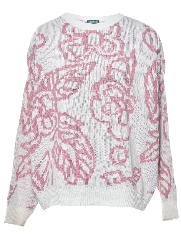 Floral Knit Jumper - L