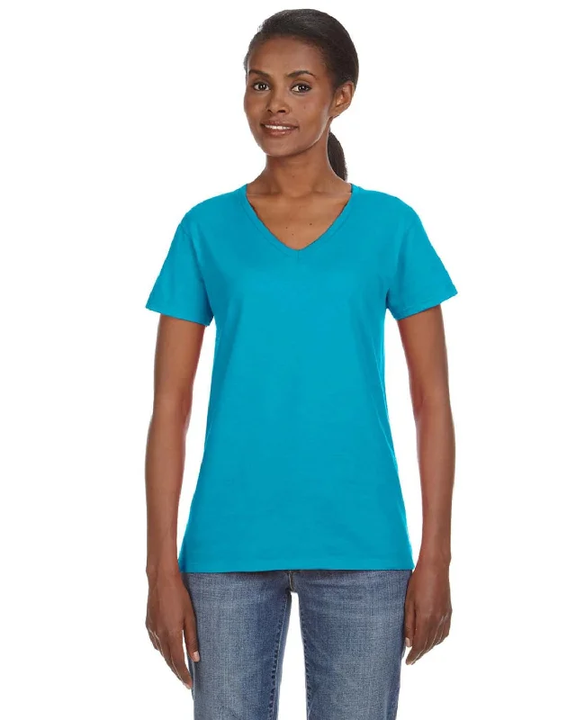 Anvil Ladies Lightweight V-Neck T-Shirt | Caribbean Blue