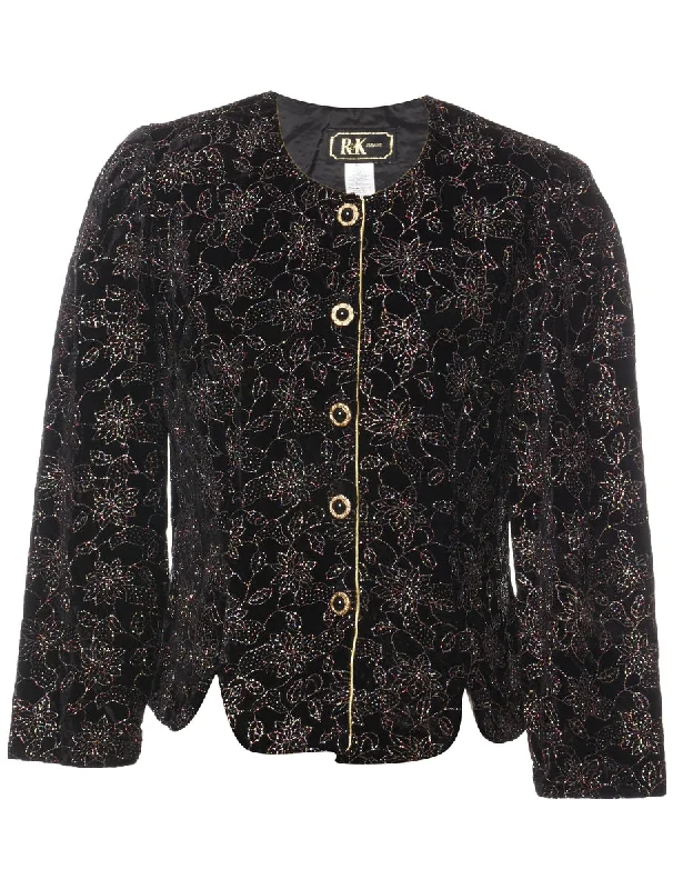 Floral Pattern Evening Jacket - M