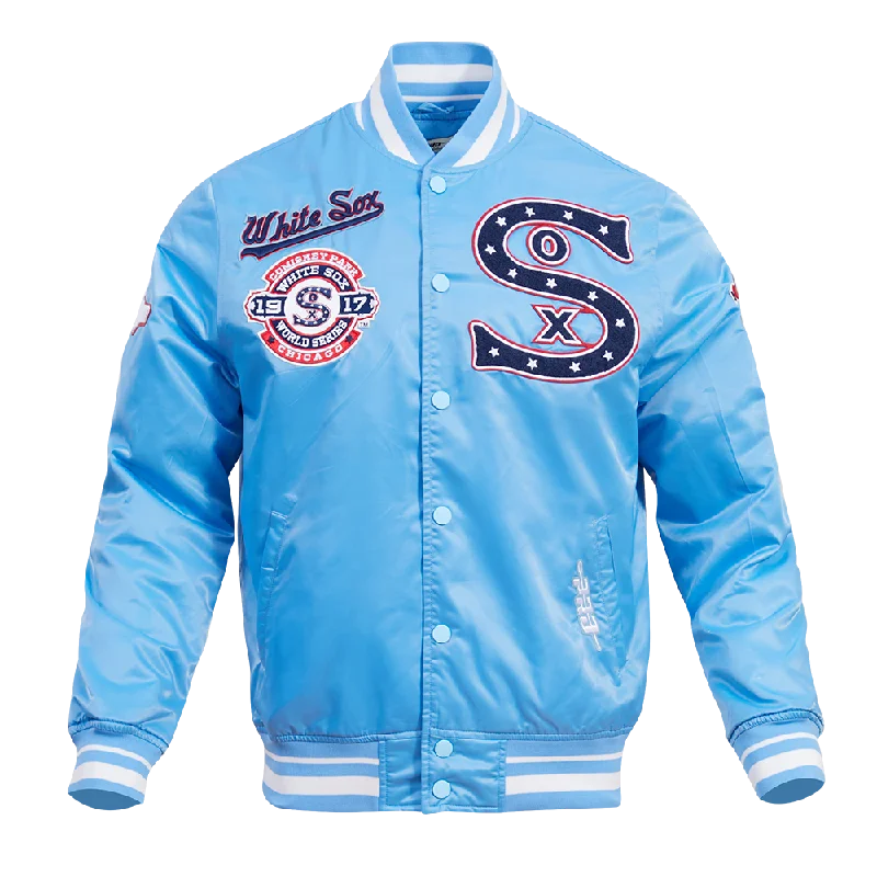 MLB CHICAGO WHITE SOX RETRO CLASSIC MEN'S RIB SATIN JACKET (UNIVERSITY BLUE)