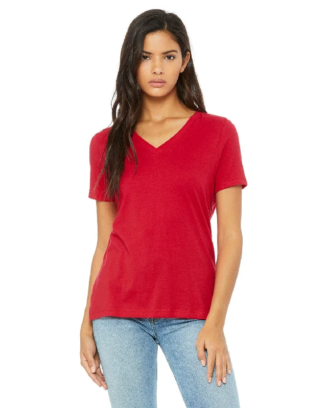 Bella+Canvas Ladies Missy V-Neck T-Shirt | Red