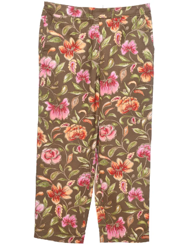 Floral Print Trousers - W34 L26