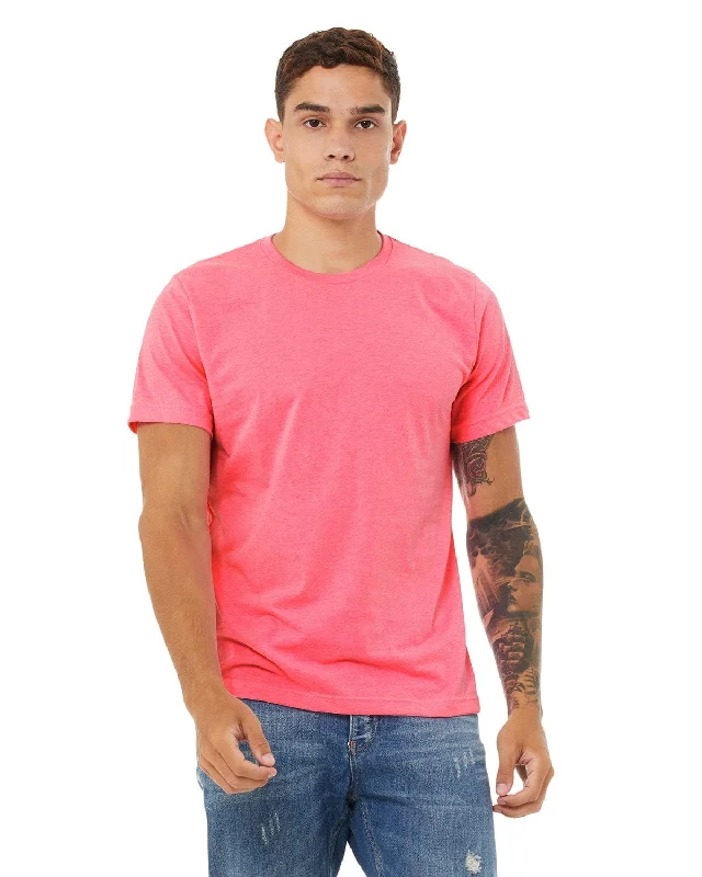 Bella+Canvas Mens Poly-Cotton Short Sleeve T-Shirt | Neon Pink