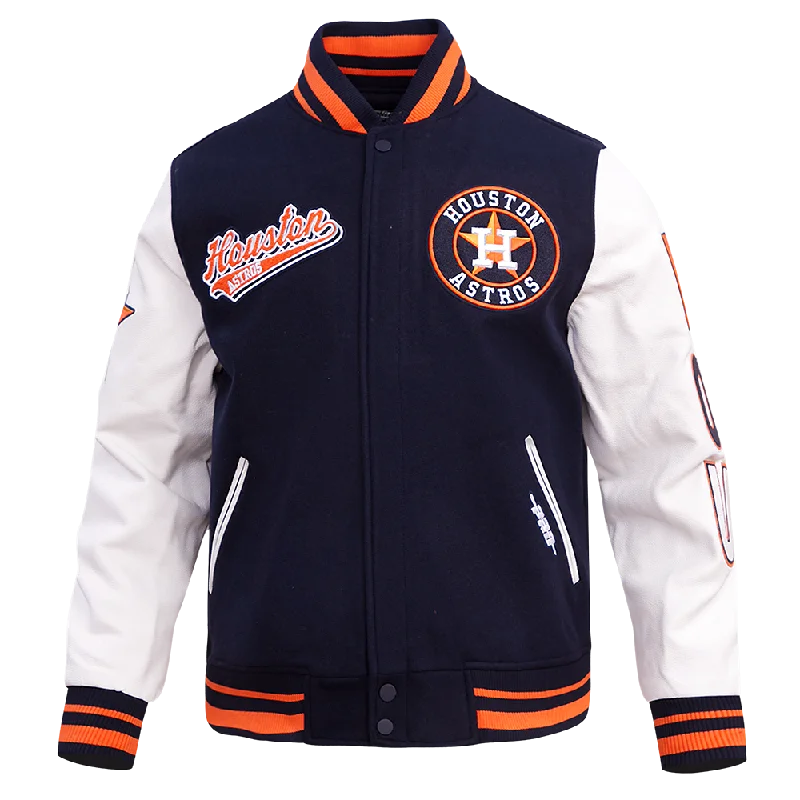 MLB HOUSTON ASTROS SCRIPT TAIL MEN'S RIB WOOL VARSITY (MIDNIGHT NAVY/ORANGE/MIDNIGHT NAVY)