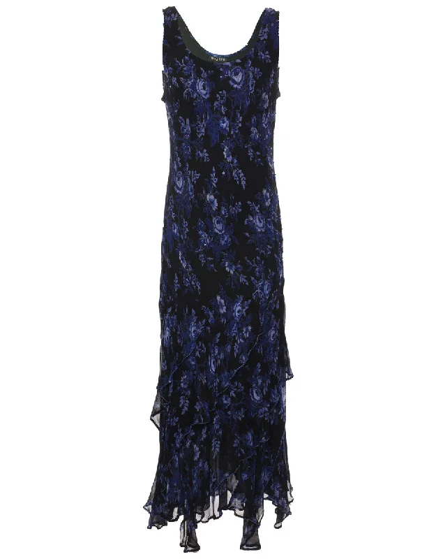 Floral Print Evening Dress - M