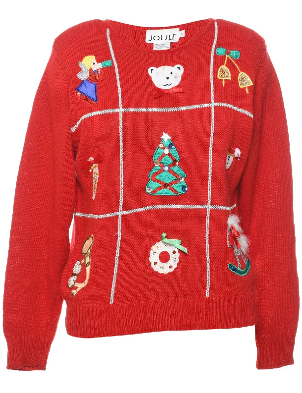 Festive Print Christmas Jumper - S