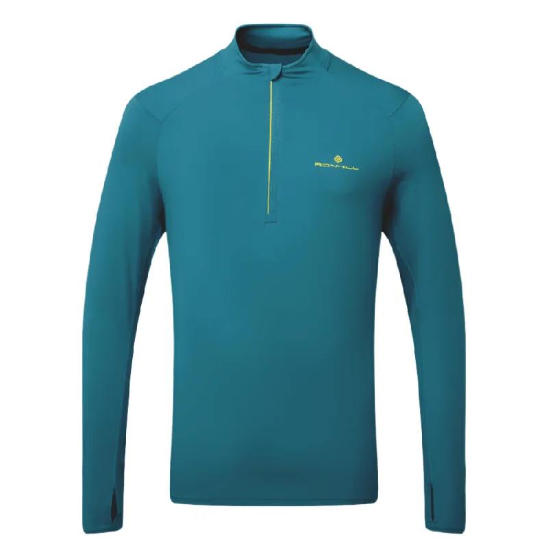 Ronhill Men's Core Thermal 1/2 Zip Top in Deep Teal/Acid AW24