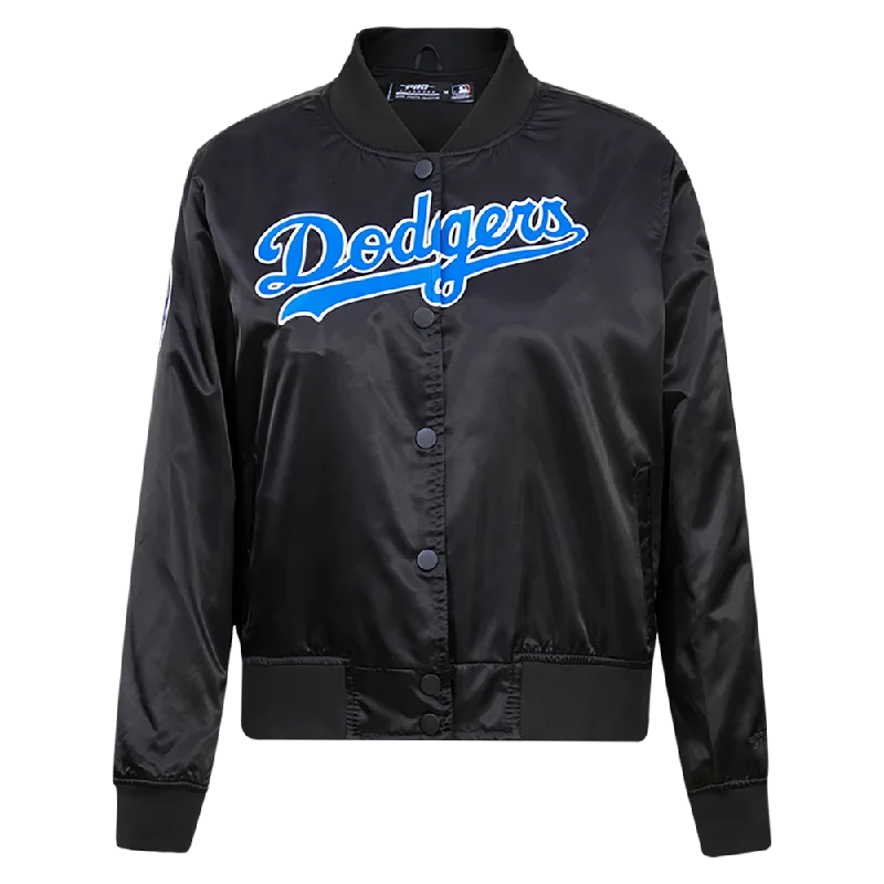 MLB LOS ANGELES DODGERS CLASSIC WOMEN'S SATIN JACKET (BLACK)