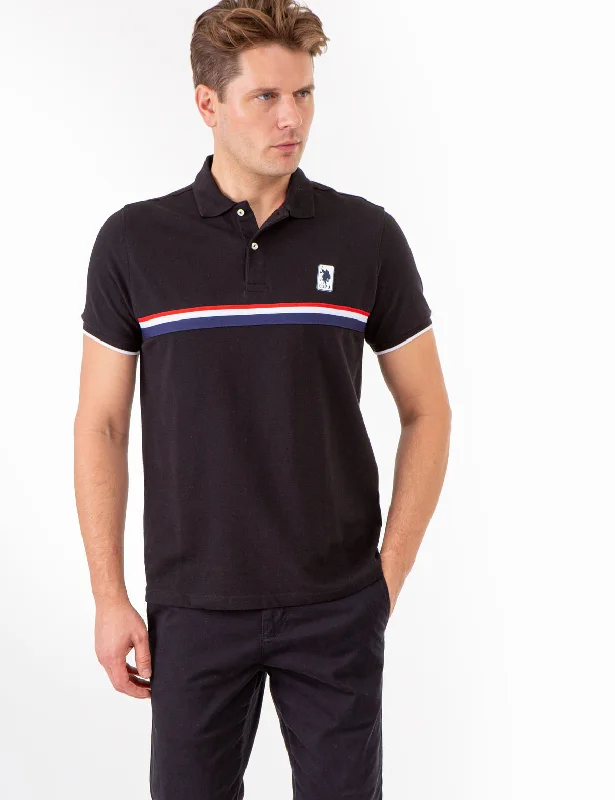 PIECED SIGNATURE STRIPE PIQUE POLO SHIRT