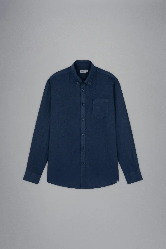 PAUL & SHARK Riviera Garment Dyed Linen Long Sleeve Shirt NAVY