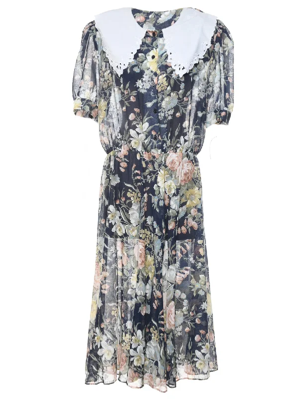 Floral Print Dress - L