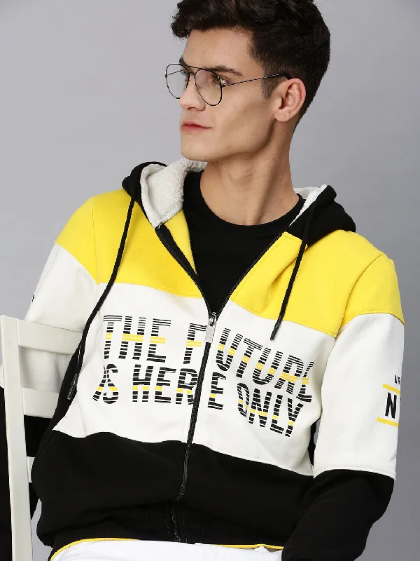 Men Hooded Colourblocked Multi Sweatshirt