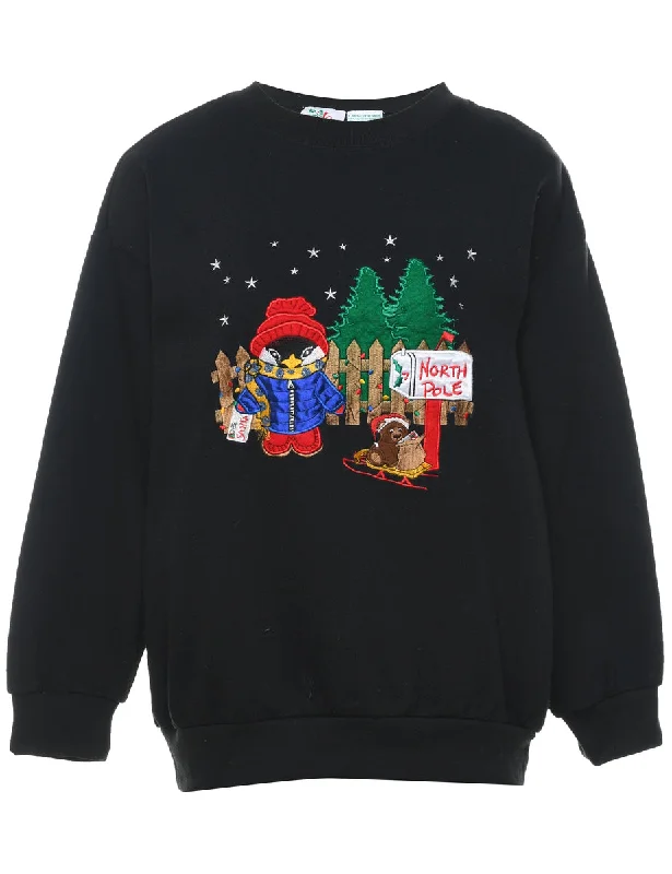 Festive Print Christmas Sweatshirt - L