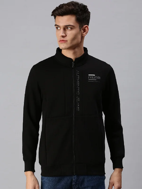 Men Solid Black Sweatshirt