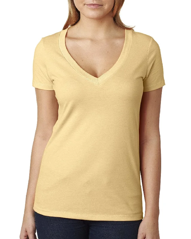 Next Level Ladies CVC Deep V-Neck Tee | Banana Cream