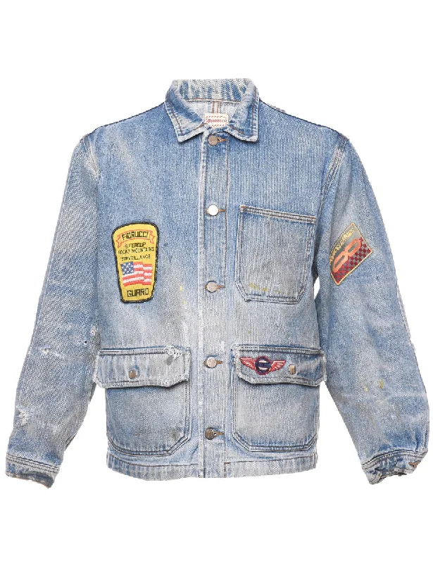 Fiorucci Button Front Vintage Denim Racing Jacket - M