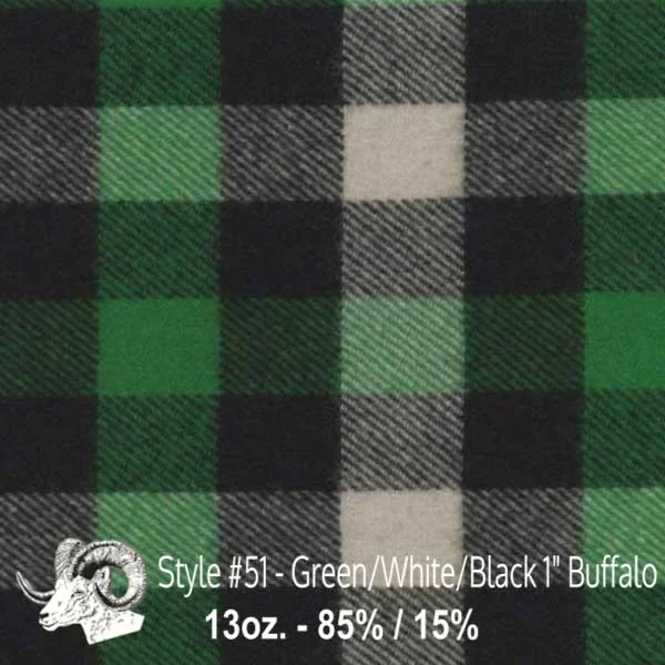 51 - Green White Black Buffalo Check