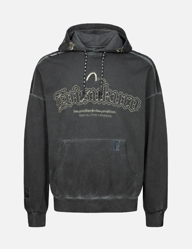 Monogram Embroidery Garment Dye Oversized Hoodie