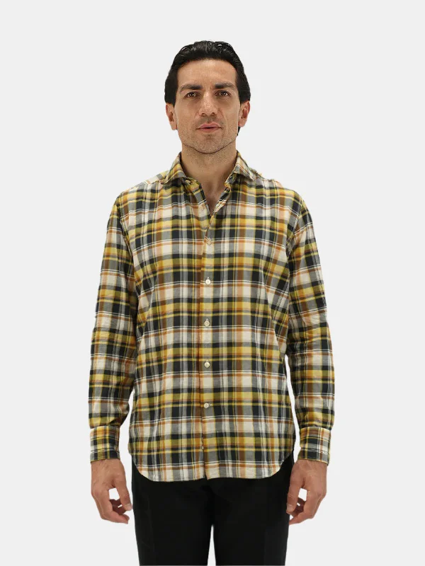 Black & Yellow Madras Spread Collar Shirt