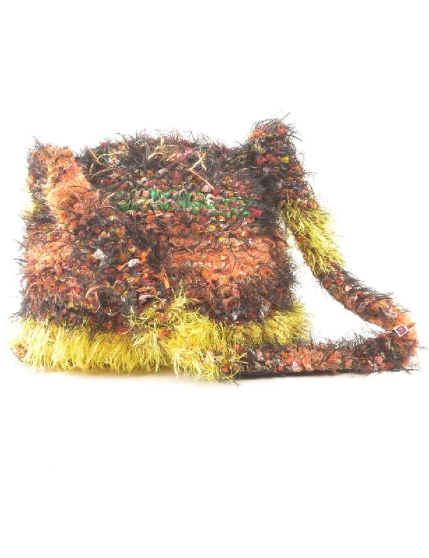 Fluffy Handbag with Multi-Colour Purse - M