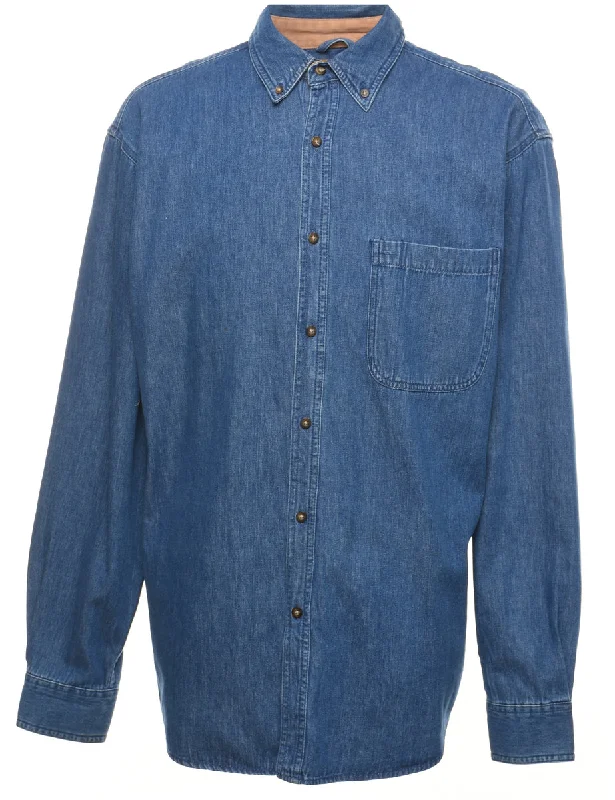 Faded Glory Medium Wash Denim Shirt - L