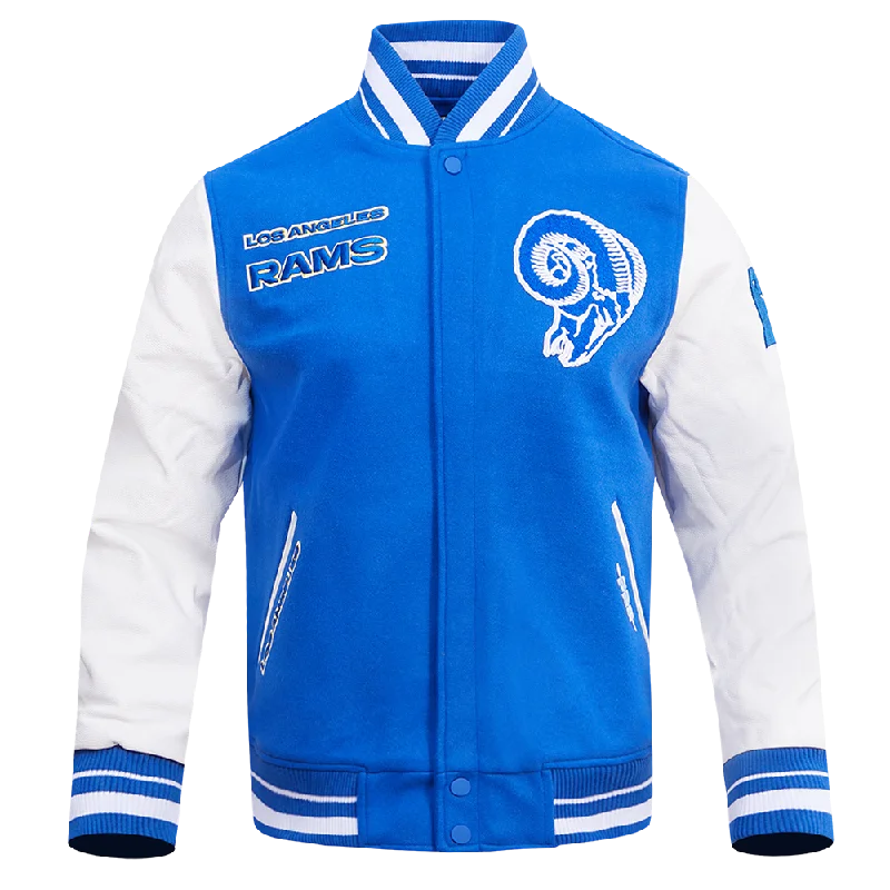 NFL LOS ANGELES RAMS RETRO CLASSIC MEN'S RIB WOOL VARSITY JACKET (ROYAL BLUE/WHITE)