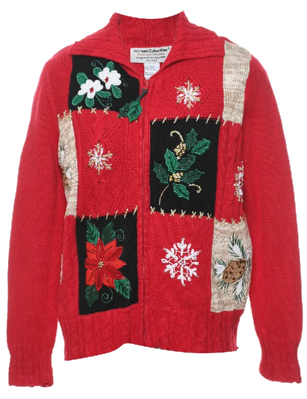 Floral Christmas Cardigan - M