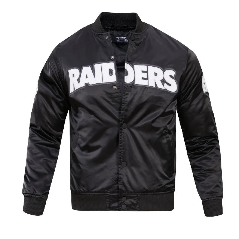 NFL LAS VEGAS RAIDERS BIG LOGO MEN'S SATIN JACKET (BLACK)