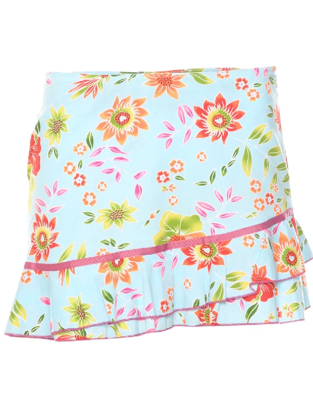 Floral Pattern Y2K Skirt - M