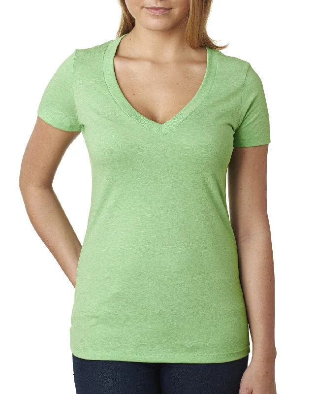 Next Level Ladies CVC Deep V-Neck Tee | Apple Green