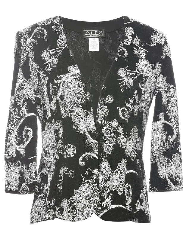 Floral Pattern Evening Jacket - M