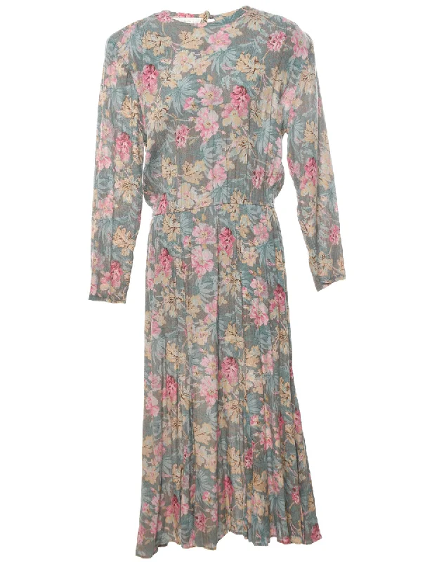 Floral Print Maxi Dress - L