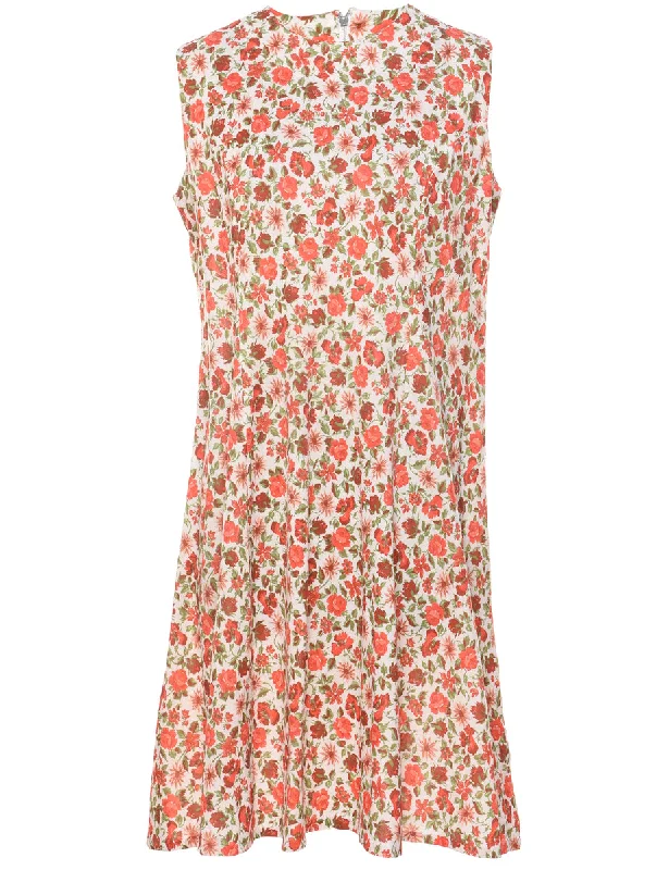 Floral Print Multi-Colour 1960s Dress - L