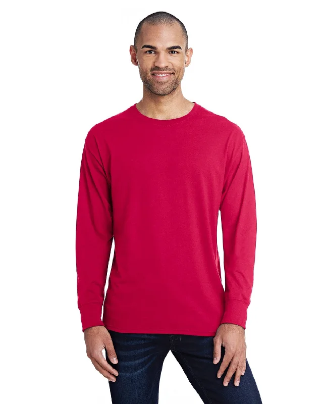 Hanes Mens X-Temp Long Sleeve T-Shirt | Deep Red