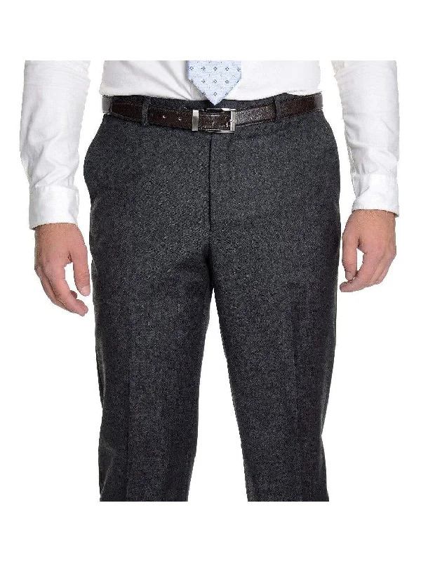 Mens Modern Fit Gray Pindot Flat Front Wool Dress Pants