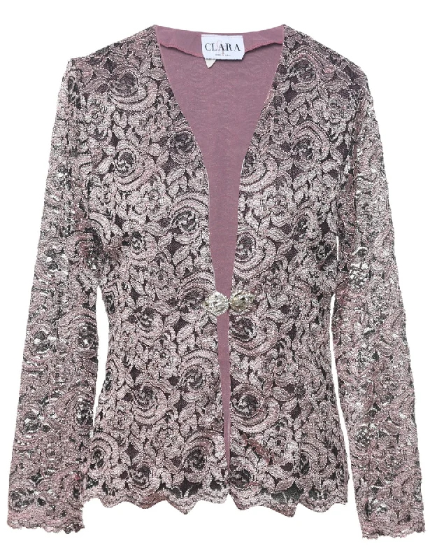 Floral Pattern Evening Jacket - M