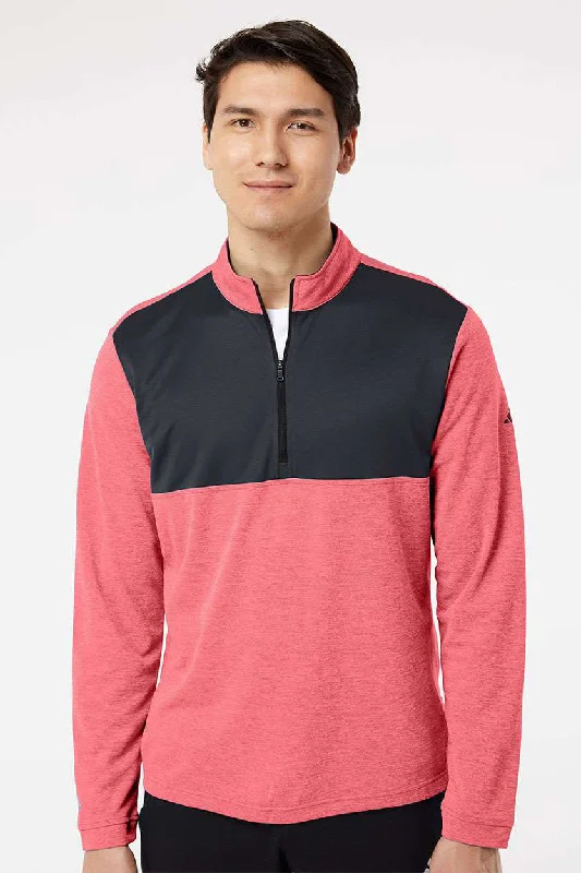 Adidas Mens UPF 50+ 1/4 Zip Sweatshirt - Heather Power Red/Carbon Grey - Closeout