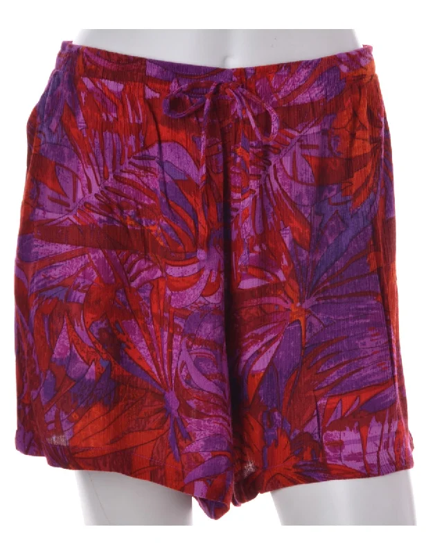 Foliage Print Summer Shorts