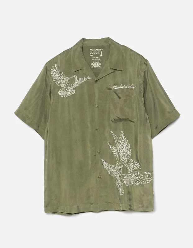 5326 Peace Dove Embroidered Shirt Olive OG-107F