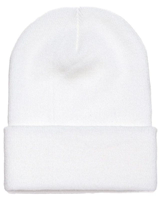 Yupoong Cuffed Knit Cap | White