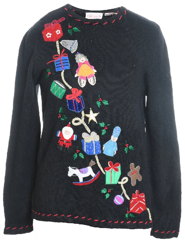 Festive Print Christmas Jumper - M