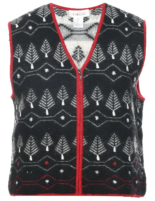 Festive Print Christmas Vest - M