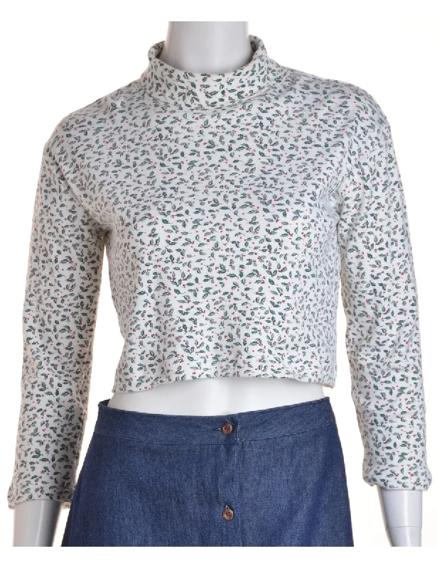 Floral Print Roll Neck Top