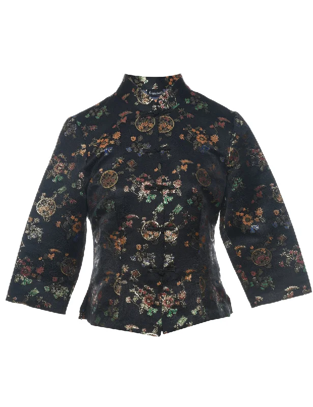 Floral Pattern Evening Jacket - M