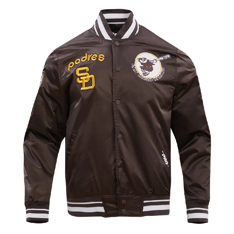 MLB SAN DIEGO PADRES RETRO CLASSIC MEN'S RIB SATIN JACKET (BROWN)