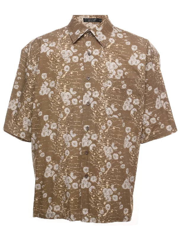 Floral Print Brown Shirt - XL