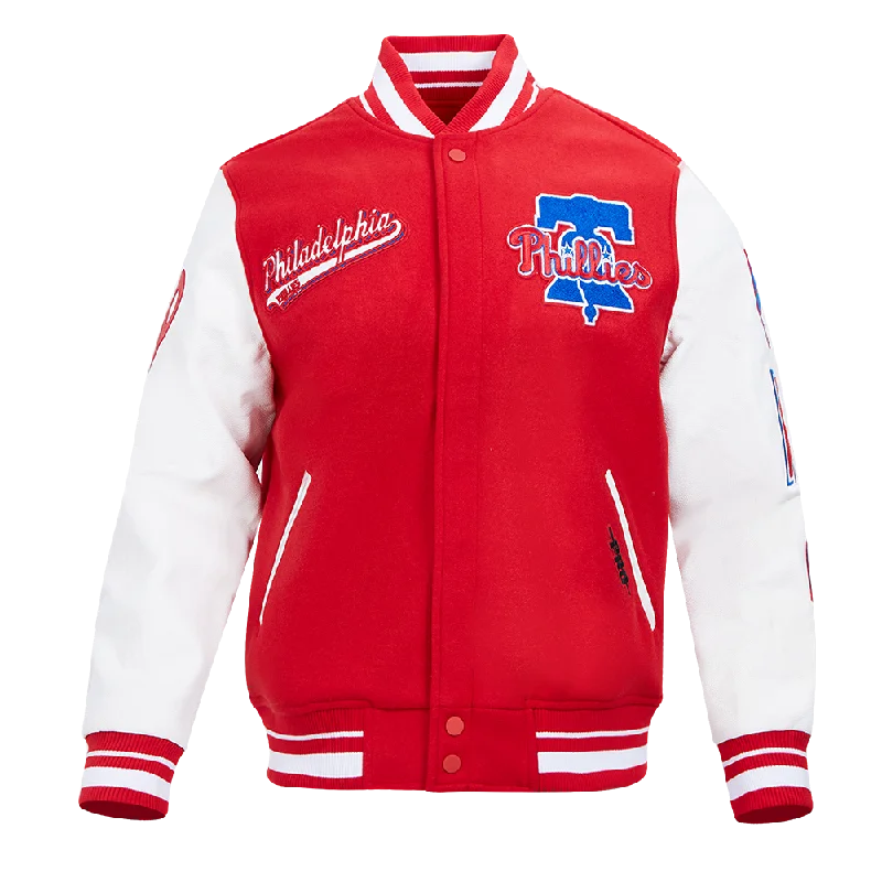 MLB PHILADELPHIA PHILLIES SCRIPT TAIL MEN'S RIB WOOL VARSITY (RED/WHITE)